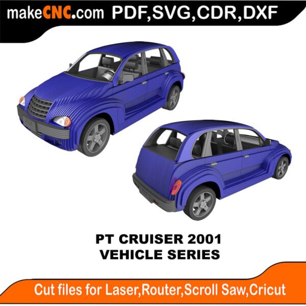 Vehicle PT Cruiser 2001 MakeCNC SVG DXF PDF CDR 3D puzzle pattern product image