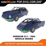 Vehicle Porsche 911 1964 MakeCNC SVG DXF PDF CDR 3D puzzle pattern product image
