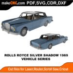 Vehicle Rolls Royce Shadow 1969 MakeCNC SVG DXF PDF CDR 3D puzzle pattern product image