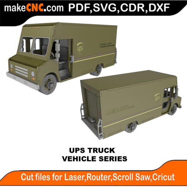 Vehicles UPS Truck MakeCNC SVG DXF PDF CDR 3D puzzle pattern product image