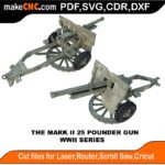 WWII Mark II 25 Pounder Gun MakeCNC SVG DXF PDF CDR 3D puzzle pattern product image