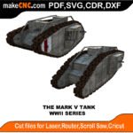 WWII Mark V Tank MakeCNC SVG DXF PDF CDR 3D puzzle pattern product image