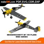 WWII Messerschmitt BF109 Plane MakeCNC SVG DXF PDF CDR 3D puzzle pattern product image