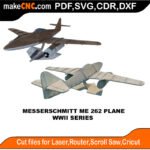 WWII Messerschmitt ME 262 Plane MakeCNC SVG DXF PDF CDR 3D puzzle pattern product image