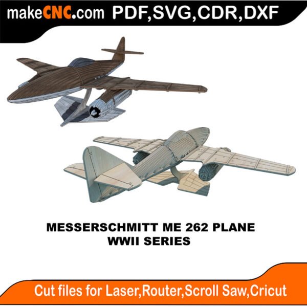 WWII Messerschmitt ME 262 Plane MakeCNC SVG DXF PDF CDR 3D puzzle pattern product image