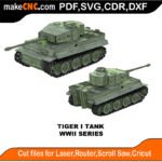 WWII Tiger I Tank MakeCNC SVG DXF PDF CDR 3D puzzle pattern product image