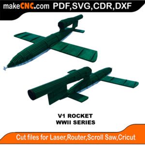 WWII V1 Rocket MakeCNC SVG DXF PDF CDR 3D puzzle pattern product image