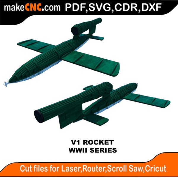 WWII V1 Rocket MakeCNC SVG DXF PDF CDR 3D puzzle pattern product image