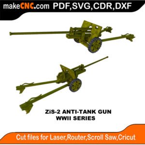 WWII ZiS-2 Anti-Tank Gun MakeCNC SVG DXF PDF CDR 3D puzzle pattern product image