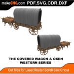 Western Covered Wagon Oxen MakeCNC SVG DXF PDF CDR 3D puzzle pattern product image