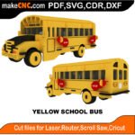 Yellow School Bus MZST MakeCNC SVG DXF PDF CDR 3D puzzle pattern product image