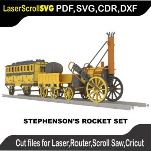 Stephensons Rocket : 3D Puzzle, Laser Cut, Scroll Saw, CNC Router, Template, Pattern DXF, CDR, SVG