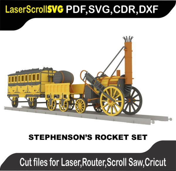 Stephensons Rocket : 3D Puzzle, Laser Cut, Scroll Saw, CNC Router, Template, Pattern DXF, CDR, SVG