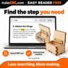 Easy Reader Free searches a text-based PDF assembly guide and navigates matching pages — feature illustration