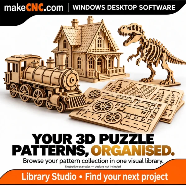 Organise 3D puzzle pattern collections with Library Studio - illustrative wooden puzzle examples