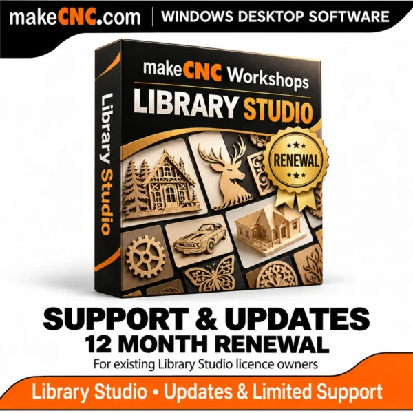 makeCNC Workshops Library Studio -12 month Support and Updates renewal for existing software licence owners